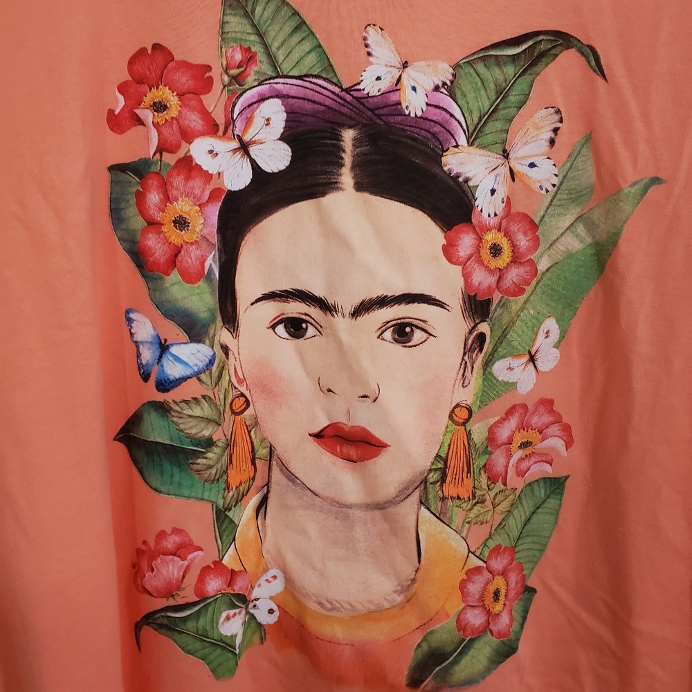 Torrid Frida Kahlo Relax Fit Crop Crew Tee NWT Size 3X 22 - 24 Boho Artsy Women - Picture 10 of 11